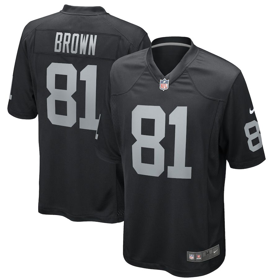 Men Oakland Raiders #81 Tim Brown Nike Black Game Retired Player NFL Jersey
